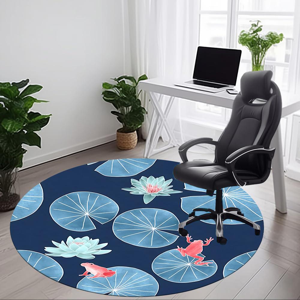 1pc Frog Lily Office Round Area Rug, Under Office Chairs Bedroom Living Room Home Decor, Room Deco, Available in Various Sizes