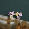 Exquisite Tricolor Cube Stud Earrings: Stylish & Unique European and American Design for Women