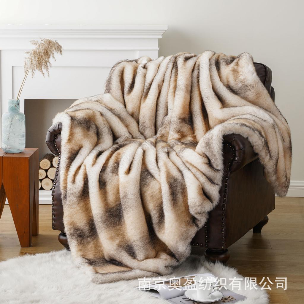 Luxury Fox Fur Throw Blanket Winter Warm Fluffy Soft Blankets Bedspread On the Bed Faux Fur Blanket Plaid Throw for Sofa Towel