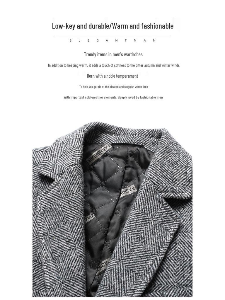 Men's Double-Sided Wool Coat: Thickened, Long-Style, Plus-Size, Autumn and Winter Outerwear