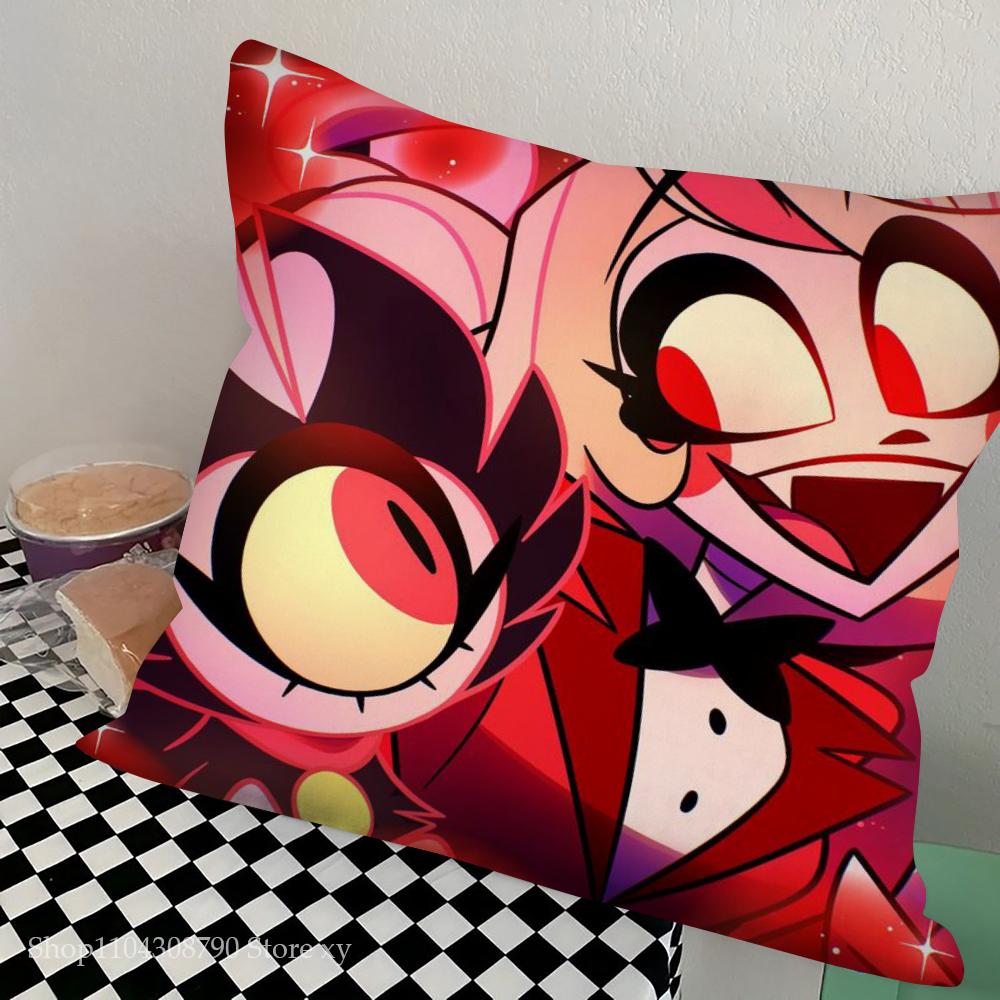 1pc Hazbin Pillow Case Square Bedroom Sofa Leisure Comfort Cushion Car Living Room Home Decoration