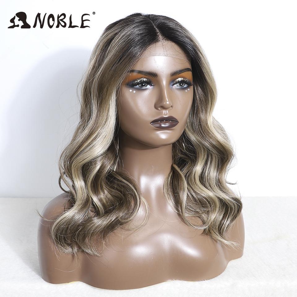 Noble Synthetic Lace Front Wigs 20 Inch Wavy Glueless Brown Wig Blonde Wig Cosplay Curly Wig Lace Front Wig For Women Lace Wig