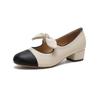 6221-6 French With Skirt, Small Fragrant Style Single Shoes, Women'S Bow, Ballet Thick Heel, Mary Jane Shoes