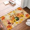 Festive Fall Farmhouse Carpet Pumpkin Harvest Door Mat 100% Polyester Maple Leaf Floral Design Rug Non-Slip For Machine Made
