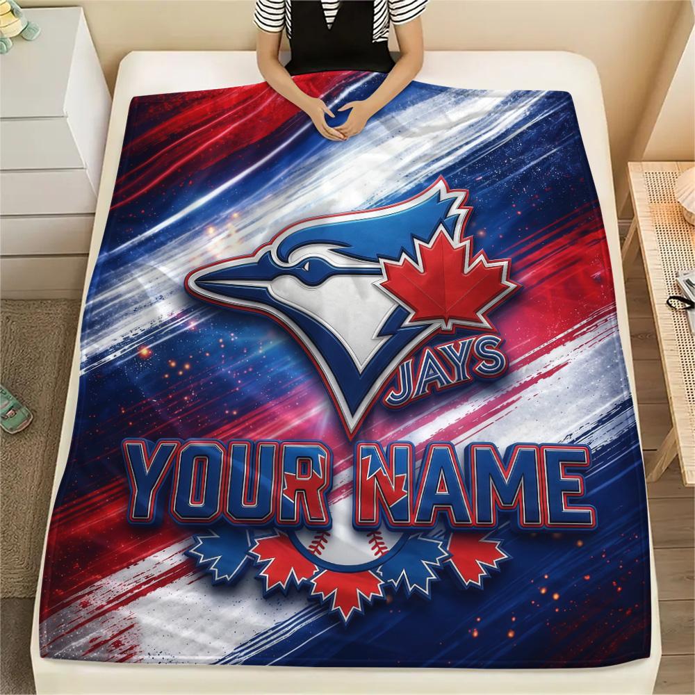 Custom Name Toronto Blue Jays2 Flannel Blanket, High quality Comfortable for All Seasons, Home Decor, Warmth and Comfort