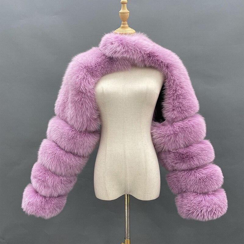 Furry Coat Femme Top Fashion Winter High Quality Faux Fox Fur Coat Women Elegant Patchwork Long Sleeve Warm Mink Short Jackets
