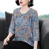 Women's 3/4 Sleeve Casual Printed Chiffon Blouse Summer Fashion New Single-breasted Thin Loose Pullovers Shirt Female Clothing