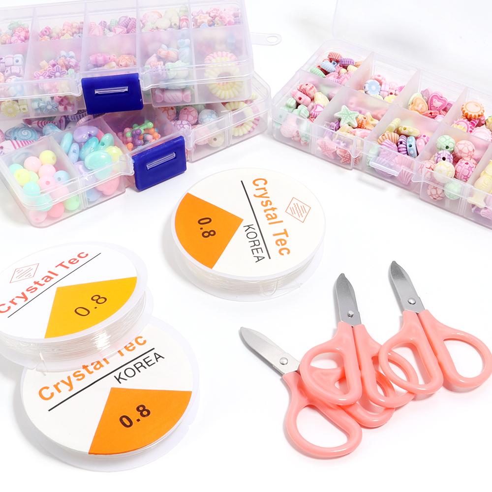 10 grids/Box Ocean Series Beading Kit with Tools Set Mixed Acrylic Plastic Loose Beads for DIY Bracelets Necklaces Handmade Set