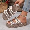 Fashion Summer Women Slippers Vacation Travel Beach Double-buckle Sandals Holiday Printing Slippers Fashion Platform Shoes Slides Women