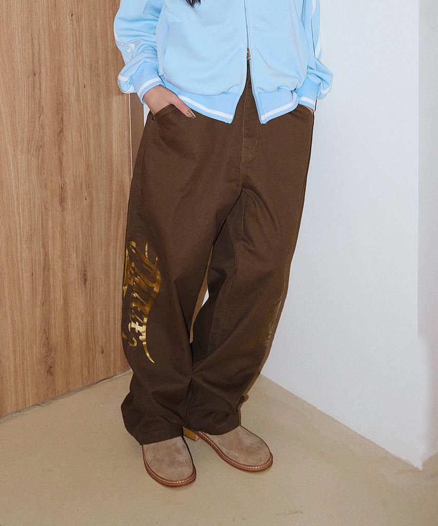 NYXX Emblem Printing Cotton Pants Brown