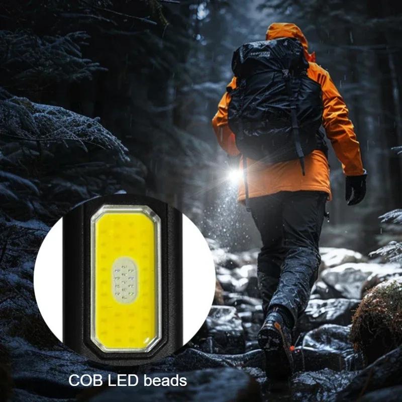 Magnetic Work Light 5 Light Modes 37g Ultra Lightweight EDC Portable Clip On Flashlight for Outdoor Repair with Silicone Switch
