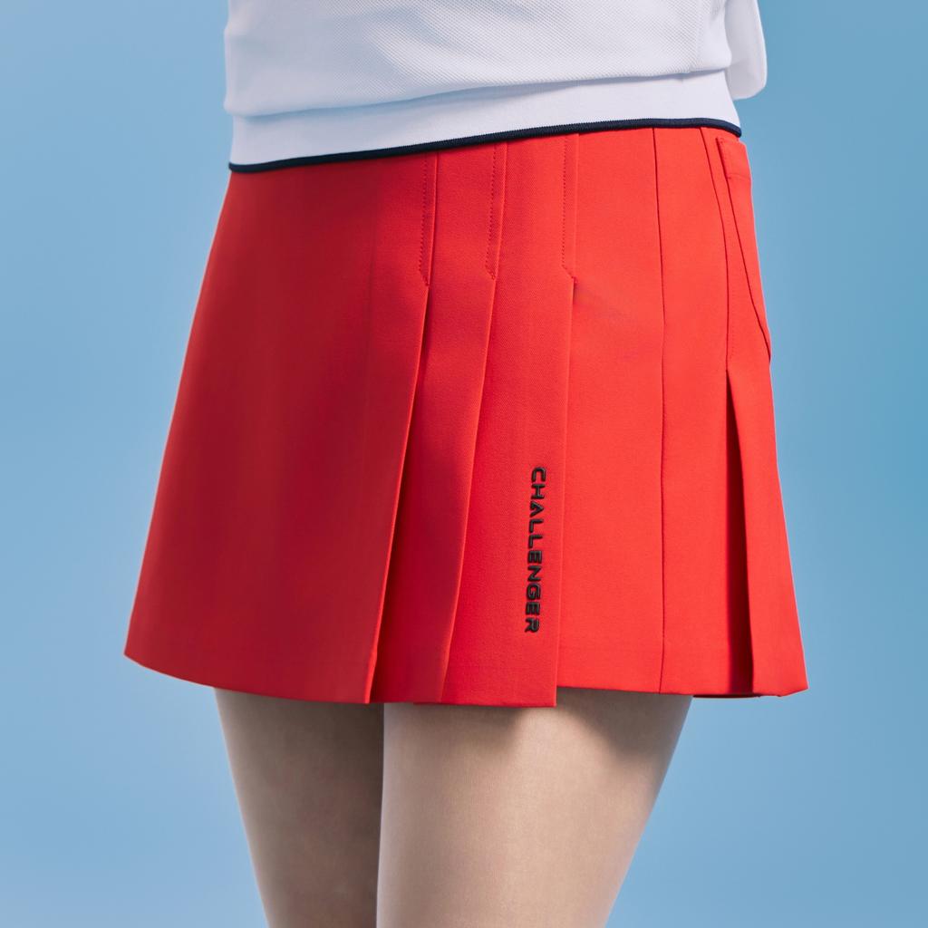 CHALLENGER Women'S Color Block Pleated Wrap Skirt Shorts Red