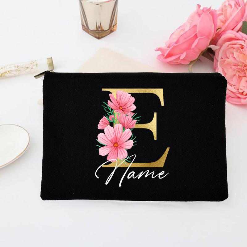 Personalized Makeup Bag Custom Initial with Name Bridal Cosmetic Case Monogram Toiletries Pouch Wendding Gifts for Bridesmaid