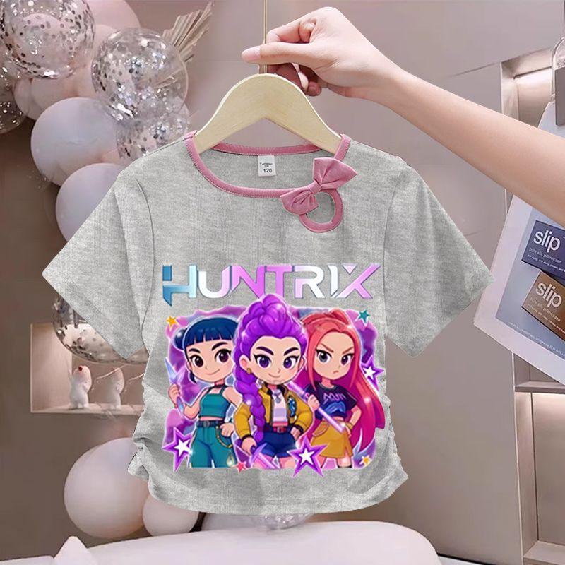 

Girls Fashionized Witch-Hunting Girl Group Top - Summer Children s Cute Round-neck Short-Sleeved Cotton T-shirt 160