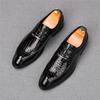 Designer New Men's Crocodile Pattern Patent Leather Oxford Shoes Male Causal Flats Homecoming Wedding Dress Footwear