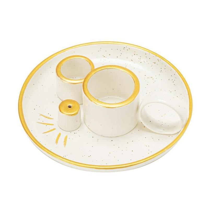 

Multipurpose Ceramics Incenses Burners Holder for Santo Wood Incenses Stick Cones and Sages with Ashes Collector Tray 1