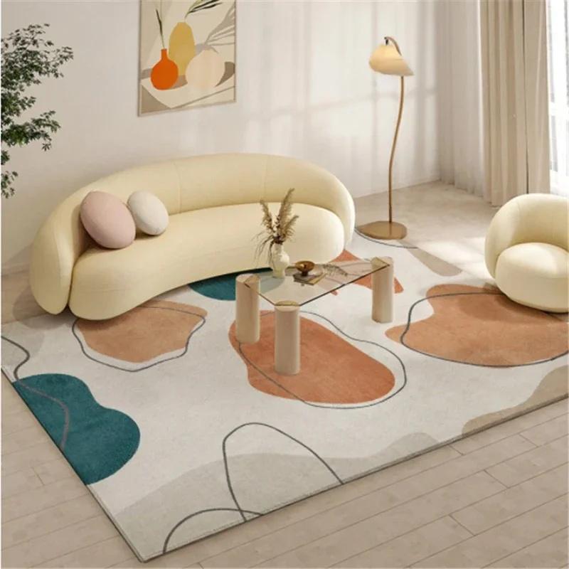 Farbblock Kunst Teppich Linien Retro Kreative Wohnzimmerteppiche Bequeme Rutschfeste Maschinenwaschbare Teppiche Weicher Schlafzimmer Spielteppich