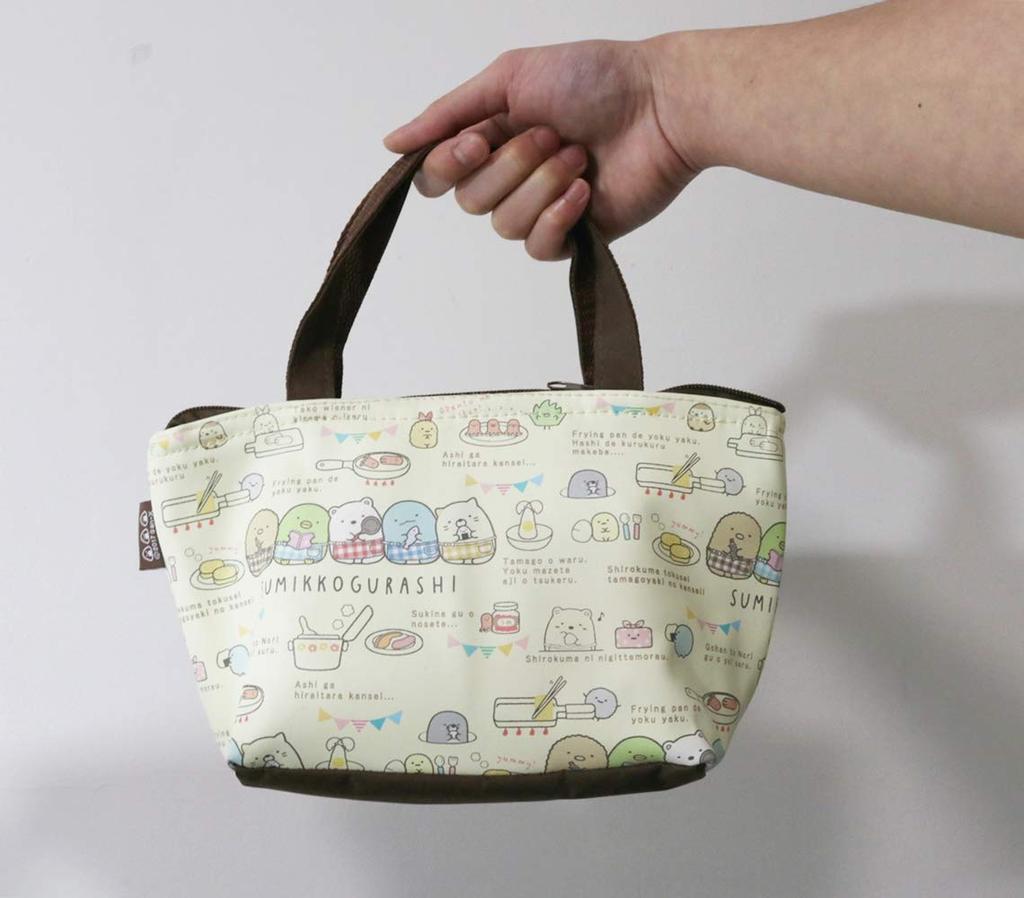 Bolsa Tote Térmica Asahi Koyo Sumikko Gurashi, Beige, 16cm Alto x 28cm Ancho x 10cm Profundo, con Bolsillo para Almacenamiento de Bolsa de Hielo, Vacío de Aluminio