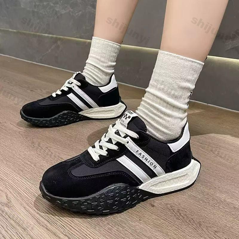 Women's Sports Shoes 2025 New Fashion Comfortable Sneakers Non Slip Lace Up Flat Platform Height Increase Vulcanized Shoes