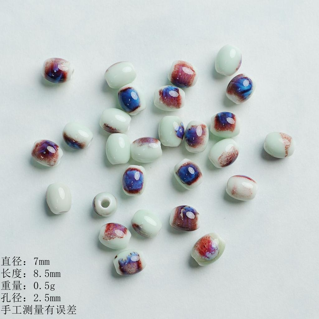 Jingdezhen straight hole ceramic bead rice bead special-shaped bracelet accessories string bead material DIY jewelry wholesale