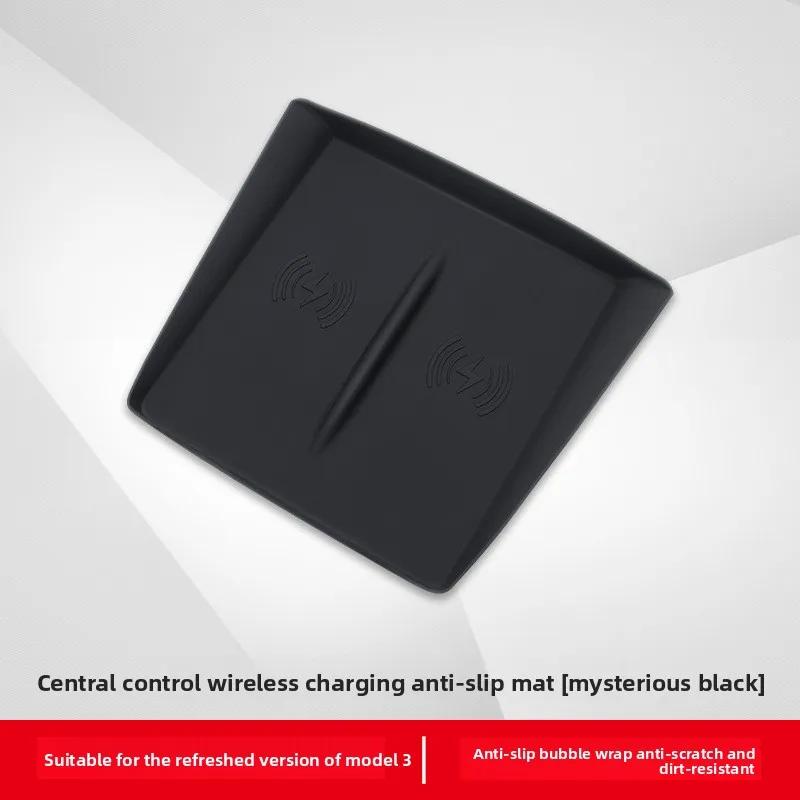 Autocollant de Voiture Pour Tesla Model 3 Y Juniper Highland 2023-2025 Rafraîchi Chargeur Sans Fil Pad en Silicone Console Centrale de Voiture Pad Antidérapant Voiture