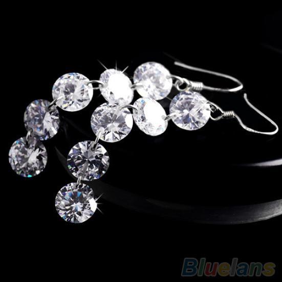 Orecchini da donna eleganti da sposa con 5 strass lunghi pendenti con nappe
