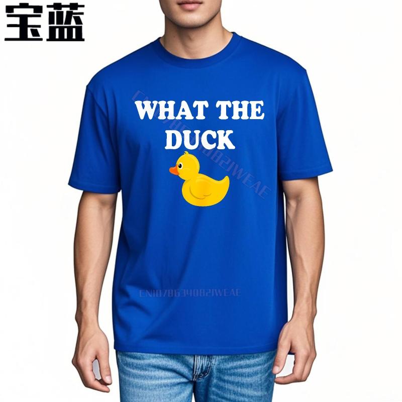 T-shirt Uomo Manica Corta Streetwear T-shirt What The Duck Anatra Gialla Estate Minimalista T-shirt Hiphop Manica Corta Casua