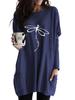 Women's Long Tunic with Pockets Loose Fit Printed Logn Sleeve Top