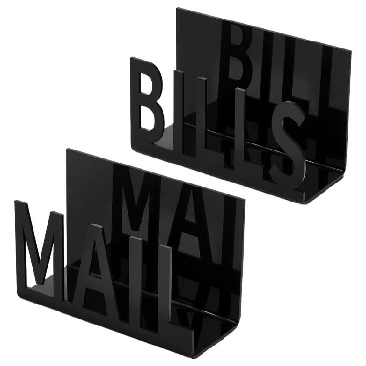 

2Pcs Space Saving Desk Mail Organizer Document Organization Rack Practical Acrylic Black Letter Sorter for Office 1