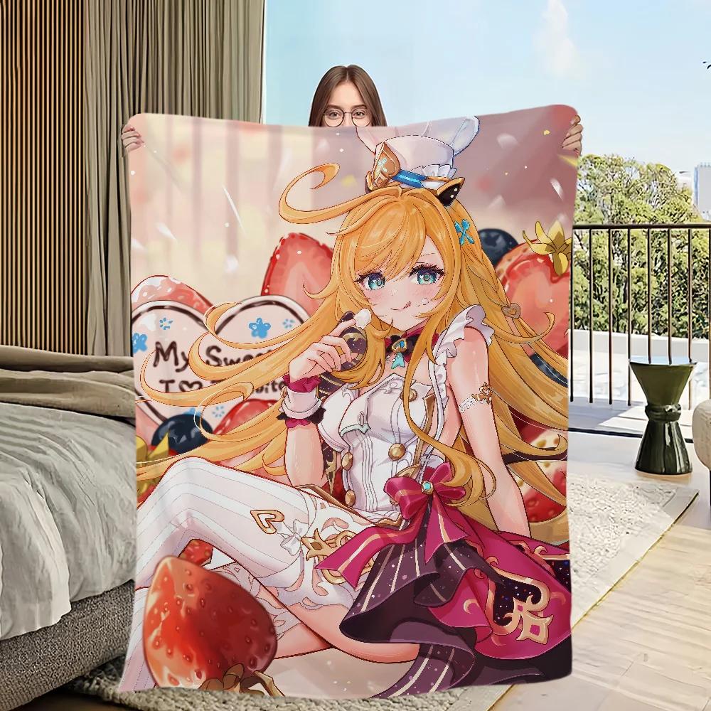 Warm Plush Throw Blanket Soft Flannel for Sofa Bedroom Office Travel Perfect Gift for Game Room and Genshin Fans