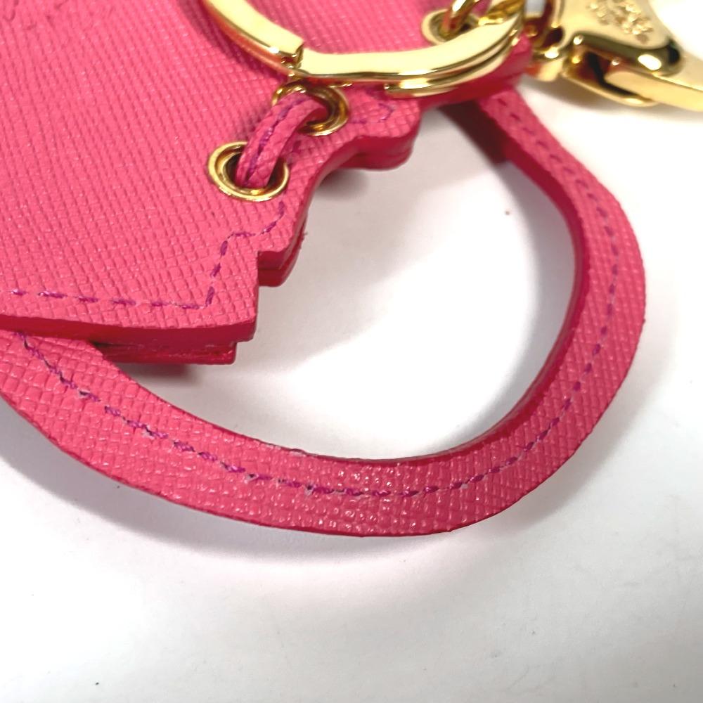 MCM Vicetos logo Bag Design Bag Charm Key Holder Leather Beige/pink Unused