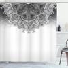 Moroccan Shower Curtain,Floral Art Vintage Style Eastern Architectural Elements Oriental Pattern,Cloth Fabric Bathroom Decor Set