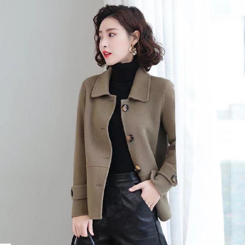 Women s 2024 Autumn French Chic Woolen Coat - Loose, Casual, Versatile Button Cardigan Jacket 2XL коричневый