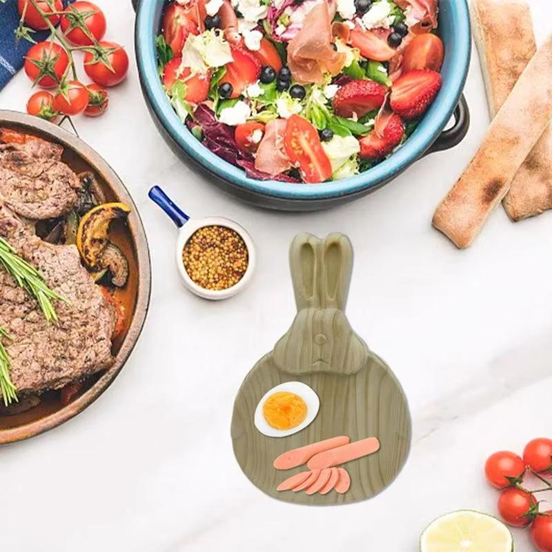 Good-Bunny Serving Tray Bunny Shaped Snack Platters Easter Wooden Serving Plates Rustic Decorative Charcuterie Board Parties