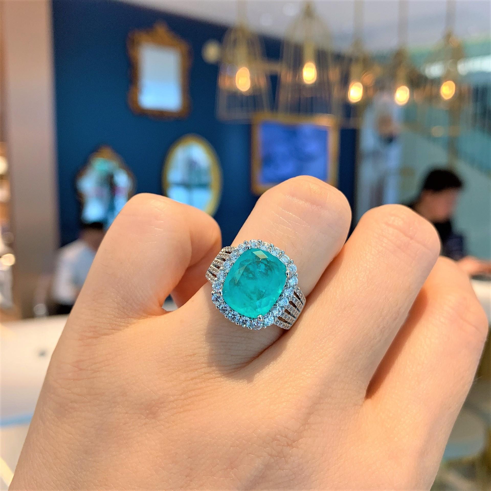 

Ювелирное кольцо женское имитация цветного сокровища ретро ветер кольцо сверкающий бриллиант женщины 10 * 12 Opening Adjustable