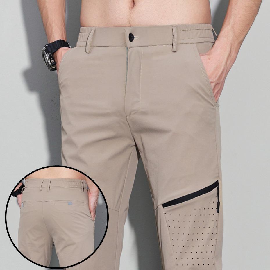 Men s Quick-Dry Ice Silk Elastic Casual Pants - Breathable, Loose, Straight-Leg Summer Trousers 32