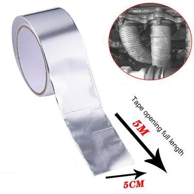 5mx5cm Fiberglas Isı Yansıtıcı Bant Gümüş Yüksek Ve Egzoz Ses Yalıtım Bandı Sıcaklık W8D3