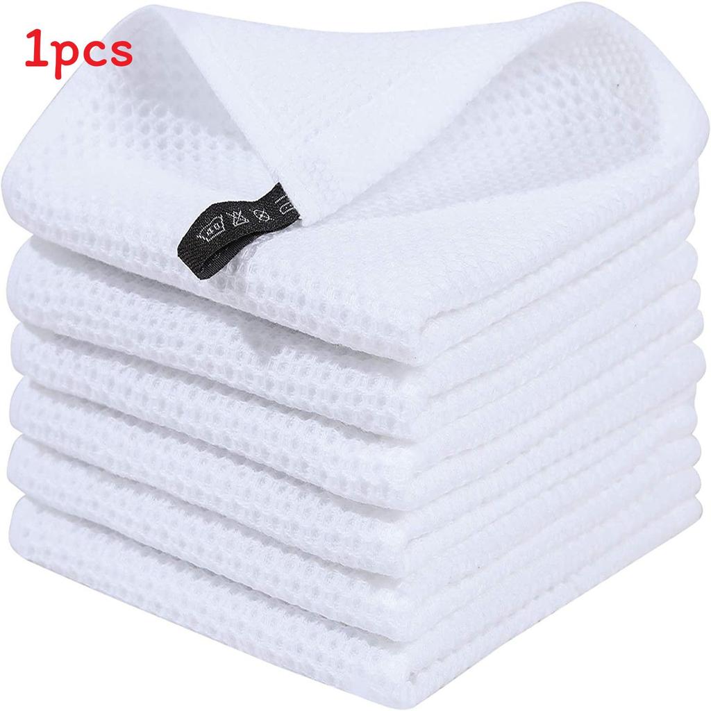 Pure Cotton Honeycomb Kitchen Towel With Absorbent Fabric For Home Use Pure White,25X25cm