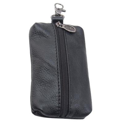 Unisex Genuine Leather Key Case Wallet Pouch Bag Keychain Holder with Key Ring & Zipper