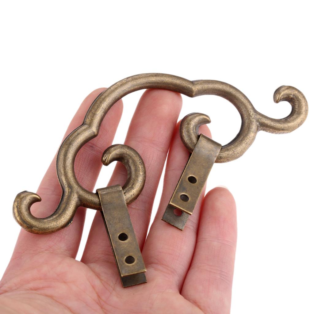 DRELD 1Pc Vintage Brass Antique Picture Painting Mirror Frame Hanger Hanging Hook Bronze Chinese Furniture Hardware 112*42mm