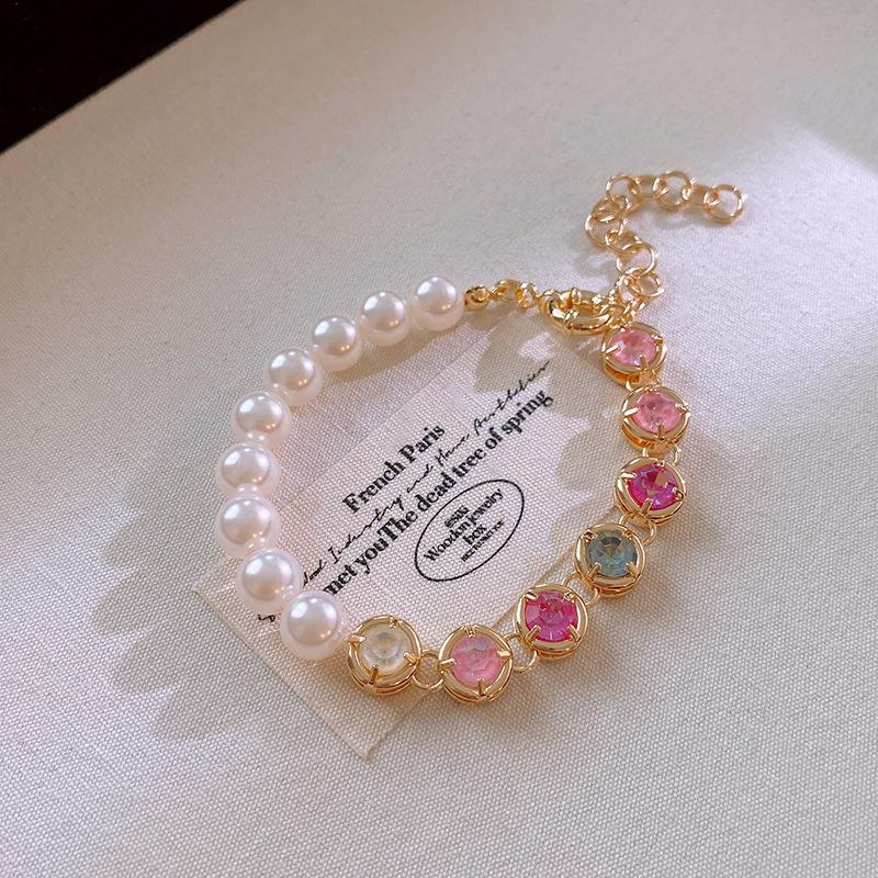 French light luxury zircon pearl broken silver bracelet, niche simple and versatile bracelet, bracelet, summer women's jewelry.