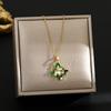 Elegant Gold-Plated Chinese-Style Four-Leaf Clover Necklace with Imitation Hetian Jade Pendant for Women