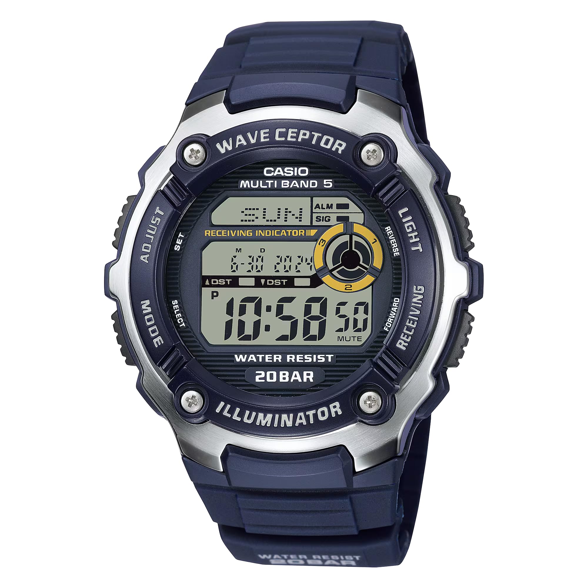 

Casio Radio Wave Digital Watch WV200R Water Resistant 20 ATM Business Easy Operation Navy Radio-Controlled