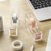 Deluxe Square Clear Acrylic Tape Seat Holder Office Tape Dispenser Desktop Tape Cutter Supplies 120MM*35MM*65MM