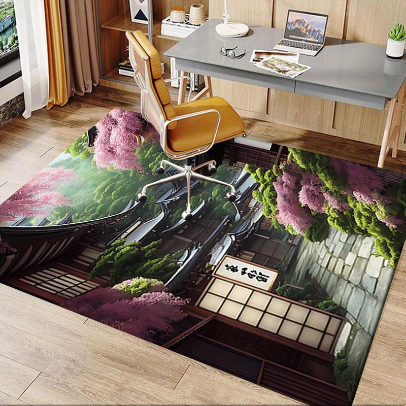 Charming Japanese Garden Chair Mat Office Carpet, Oversized Rug for Home Decor, Sofa Mat, Gift Idea for Any Room