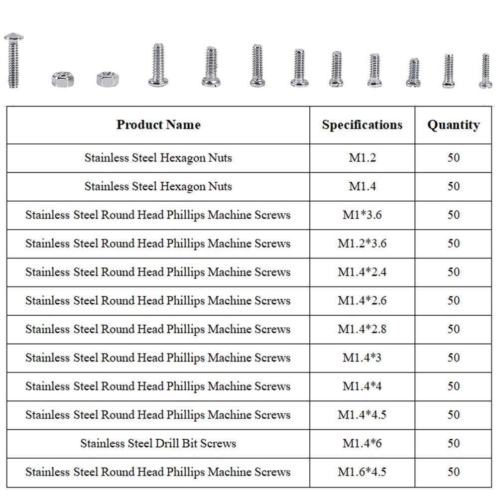 Mini Screws for Accuracy Devices Fasteners Assortment Kit Compact Kit for Watch Repair Small Screws Nuts Fasteners