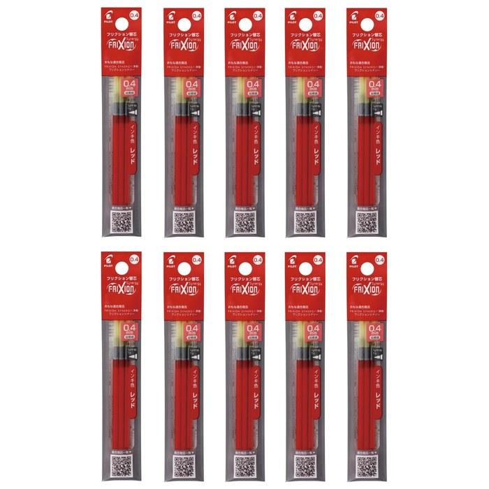 PILOT Frixion Refill Ballpoint Pen Replacement Ink 0.4mm Red 3-pack, 10-pack (10LFRF243R)