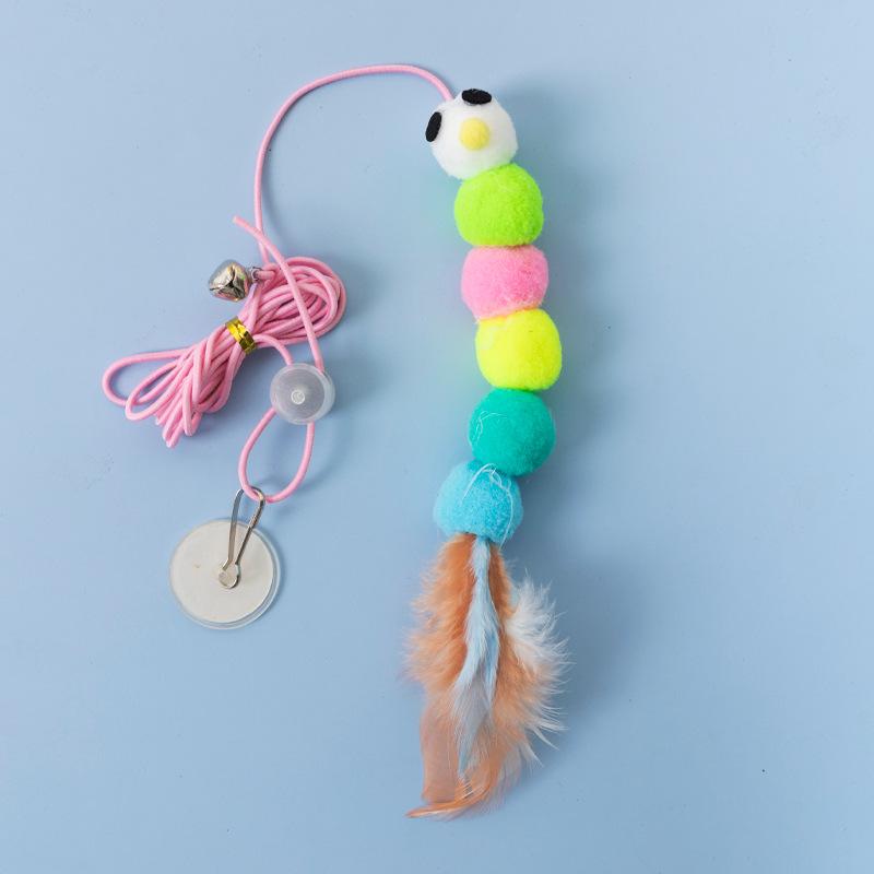 Katzenspielzeug zum Aufhängen an der Schaukel, zum Aufhängen an der Tür, elastisches Federspielzeug, Katzenseil zum Spielen, langes Seil, Katzenspielzeugzubehör