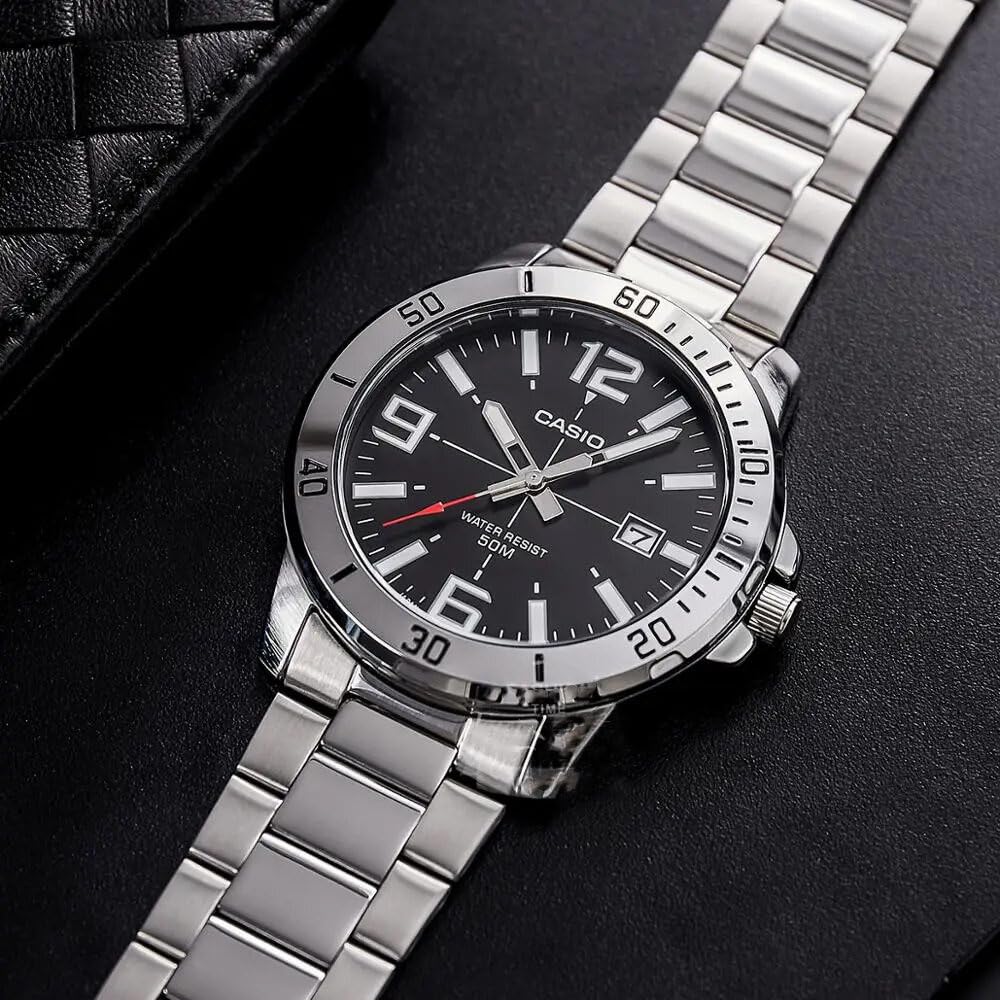 Casio Enticer Stainless Steel Black Dial Casual Analog Sporty Watch MTP-VD01D-1BV Men's