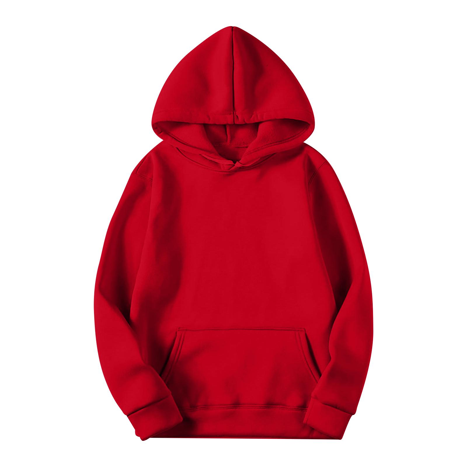 SuJu Heren Casual Los Sweatshirt Kleur Trekkoord Grote Zak Hoodie Sport Sweatshirt M rood